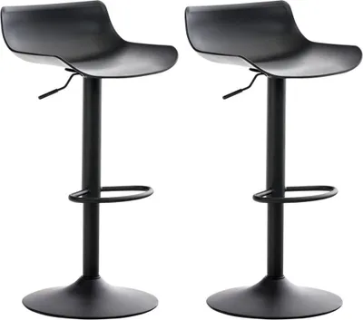Produktbild von 2-teiliges Set ergonomischer Barhocker - Höhenverstellbar - Stuhl aus Kunststoff | Farbe: Schwarz