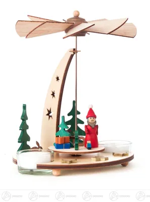 Obrázek produktu pro Pyramida s Otcem Vánoc, na čajové svíčky šířka x výška x hloubka 16 cm x 19 cm x 14,5 cm NOVINKA
