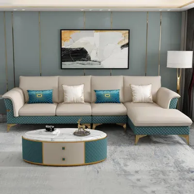Produktbild von Design Ecksofa L-form Modern Sofas Ledersofa Couch Wohnlandschaft Modernes Sofa