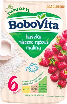 Obrázok produktu pre BoboVita Kaszka Ryżowa z Maliną dla Dzieci po 6. miesiącu 230 g