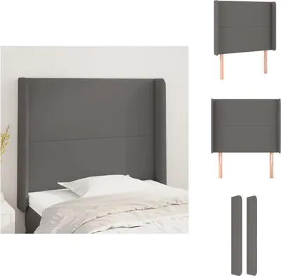 Produktbild von vidaXL Kopfteil mit Ohren Grau 83x16x118/128 cm Kunstleder -  Kopf- & Fußenden