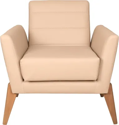 Produktbild von Designer Beiger Sessel Kunstleder Einsitzer Wohnzimmer Ledermöbel
