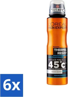 Imagen del producto de L'Oréal Men Expert Deo Spray – Desodorante – Thermic Resist – 150 ml - Paquete ahorro - 6 unidades