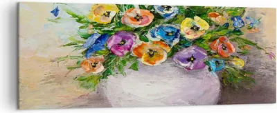 Produktbild von Bild auf Leinwand - Leinwandbild - Blumen Blumenstrauß Vase bunt - 140x50cm - Wand Bild - Wanddeko - Leinwanddruck - Bilder - Kunstdruck - Wanddekoration - Leinwand bilder - Wandkunst - AB140x50-2915