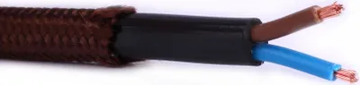 Produktbild von Stoffkabel 2x0,75mm² schwarz weiß gold rot braun orange - Farbe: Braun