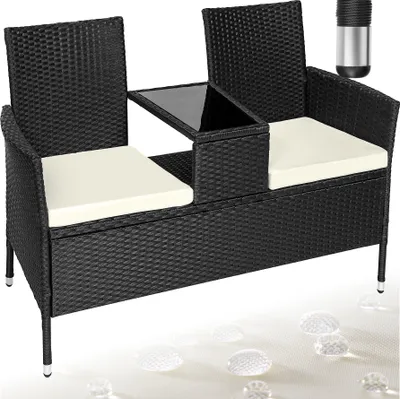 Produktbild von tectake® Rattan Gartensitzbank Narbonne 2-Sitzer 131 x 59 x 82 cm