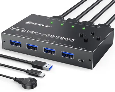 Zdjęcie produktu dla Przełącznik USB 3.0 z 4 portami, umożliwiający podłączenie i współdzielenie 4 urządzeń USB
