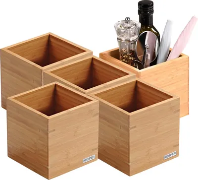 Produktbild von 5er Set Küchenutensilienbox / Aufbewahrungsbox - Bambus