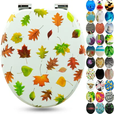Produktbild von Sanfino® Premium WC Sitz "Autumn Feeling" hochwertiger Toilettendeckel mit Absenkautomatik aus Holz, einfache Montage
