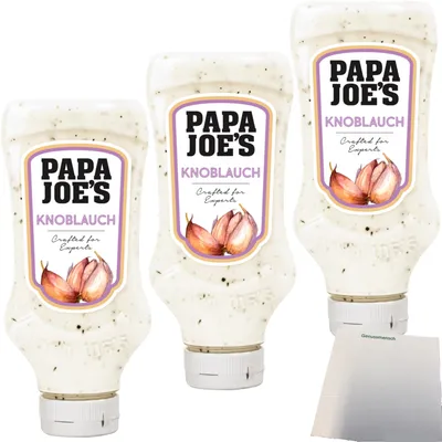 Produktbild von Papa Joe´s Knoblauch Sauce 3er Pack (3x300ml Flasche) + usy Block