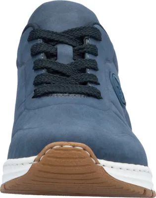 Produktbild von Rieker Damen Sneaker Schnürschuh MemoCup Muster weit sportlich M4903, Größe:39 EU, Farbe:Blau
