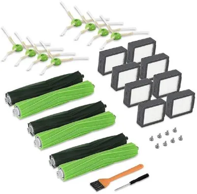 Produktbild von Staubsaugerzubehör - Zubehörset - geeignet für iRobot Roomba-Staubsauger (i7, i7+, E5, E6, 800/900-Serie) - 6 Hauptbürsten, 8 Filter, 10 Seitenbürsten