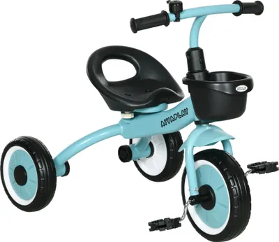 Produktbild von Dreirad für Kinder 2-5 Jahre, höhenverstellbarer Sitz, Klingel, Fahrradkorb, Metallrahmen, blau