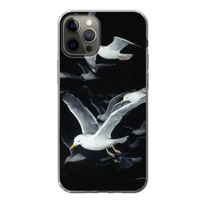 Produktbild von MuchoWow® Handyhülle Schutzhülle Hülle für iPhone 12 Pro Vogel - Schwarz - Schwarm Silikon Softcase Handy Hülle - Abdeckung