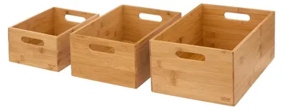 Zdjęcie produktu dla Zestaw 3 pudełek bambusowych z uchwytami