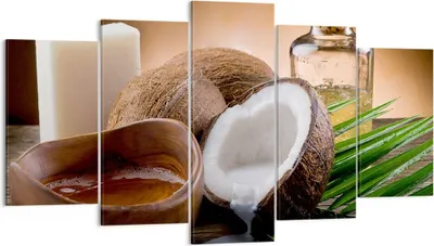 Produktbild von Bild auf Leinwand - Leinwandbild - Kokosnuss Öl Seife Handfläche - 160x85cm - Wand Bild - Wanddeko - Leinwanddruck - Bilder - Kunstdruck - Wanddekoration - Leinwand bilder - Wandkunst - EA160x85-2632