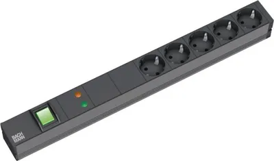 Obrázek produktu pro Bachmann 333.537, 2 m, Vnitřní, IP20, 1,5 mm², Černá, 5 AC zásuvky / AC zásuvek