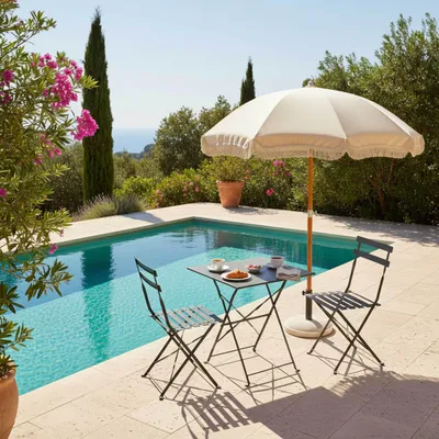 Produktbild von Gartenbistrotisch und 2 Klappstühle Grau - Oviala Rome
