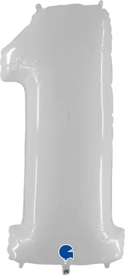 Produktbild von Folienballon Nummer 1, Weiß Glänzend 102cm Grabo