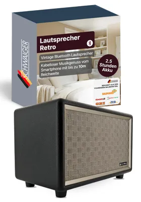 Productafbeelding van SCHWAIGER 661705 Retro Bluetooth-luidspreker, vintage design, lederlook, houten behuizing