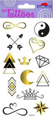 Produktbild von Temporäre Tattoos - Minimalistische Symbole - Schwarz & Vergoldet