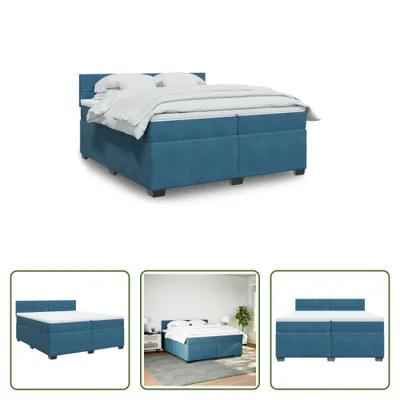 Produktbild von The Living Store Boxspringbett mit Matratze Blau 200x200 cm Samt