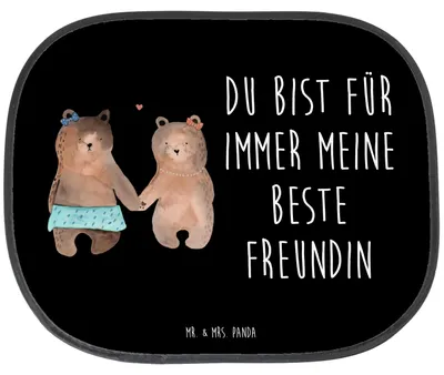 Produktbild von Mr. & Mrs. Panda Sonnenschutz Auto Bär Freundin - Schwarz - Geschenk, Scheibenschutz, Beste Freund Liebe Liebesbeweis Verliebt Kumpel Kumpeliene, Teddy, Sonnenblende