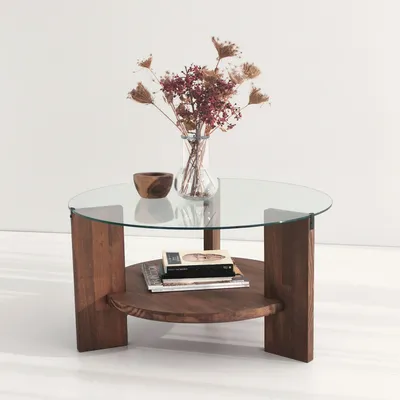 Produktbild von Skye Decor, Mahal, Couchtisch, Nussbaum, 100% GEHÄRTETES GLAS, 75 x 75 x 40 cm