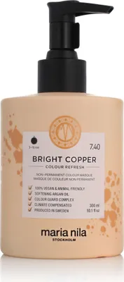 Produktbild von Maria Nila Colour Refresh 7.40 Bright Copper 300 ml, 300 ml, Frauen, Bright Copper, Nährend, Feuchtigkeitsspendend, Glanz, Farbkorrektur, Pumpenflasche, Aqua/Water/Eau, Cetearyl Alcohol, Behentrimonium Chloride, Cetyl Alcohol, Argania Spinosa Kernel...