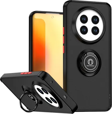 Produktbild von Hülle für Realme 13 Pro/Realme 13 Pro+ 5G Matte Transluzent TPU Stoßfest Schutzhülle mit Ring Halter Ständer Schwarz Rot