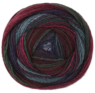 Produktbild von Lana Grossa GOMITOLO MODO 200 g Dochtgarn mit Farbverlauf 700 m Farbe 622 - Anthrazit/Dunkelgrau/Schwarzrot/Graublau/Dunkel-/Nachtblau