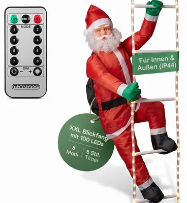 Produktbild von MONZANA LED Weihnachtsmann Leiter XXL In-/Outdoor Timer