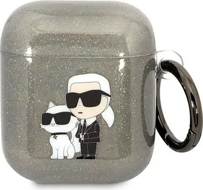 Zdjęcie produktu dla Karl Lagerfeld KLA2HNKCTGK Airpods 1/2cover czarny/black Glitter Karl&Choupette