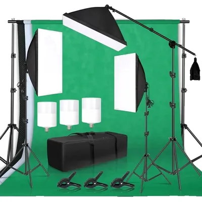 Produktbild von Fotografie Hintergrundrahmen-Stützkit, Softbox-Beleuchtung, Stativ, Foto Studio Kit 35-a
