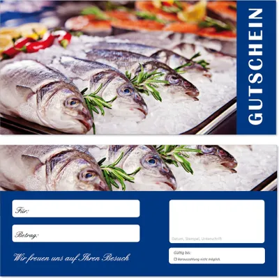 Produktbild von 200 Stück Geschenkgutscheine (Fische-686) Gutscheine Gutscheinkarten für Gastronomie Bereiche wie Restaurant Gaststätte Lieferdienst Fischhandel