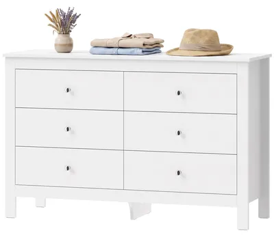Produktbild von HOMCOM Kommode mit 6 Schubladen, Sideboard, 118 x 39,5 x 75,5 cm, Weiß