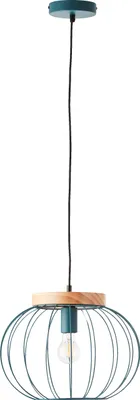 Produktbild von Hängelampe, 130 cm Höhe, E27, max. 40 W, Metall/Holz, türkis