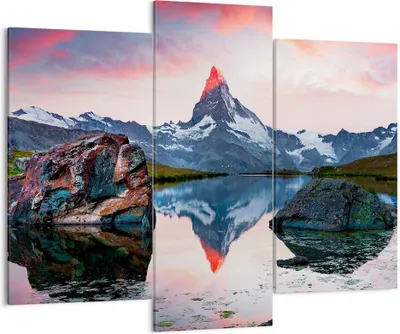 Produktbild von Bild auf Leinwand - Leinwandbild - Berge Felsen Wasser - 130x100cm - Wand Bild - Wanddeko - Leinwanddruck - Bilder - Kunstdruck - Wanddekoration - Leinwand bilder - Wandkunst - CB130x100-3892