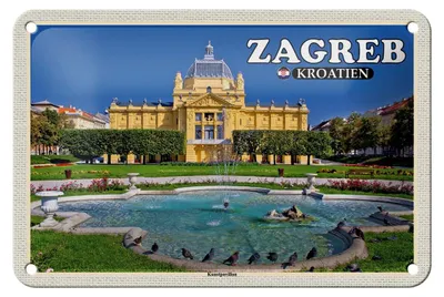 Produktbild von Blechschild Reise 18x12cm Zagreb Kroatien Kunstpavillon Dekoration
