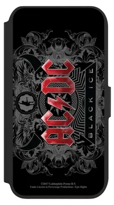 Produktbild von NIVOCASE Klapphülle für Apple iPhone 8  Handyhülle aus Kunst Leder NIVOflip schwarz ACDC Black Ice Fanartikel