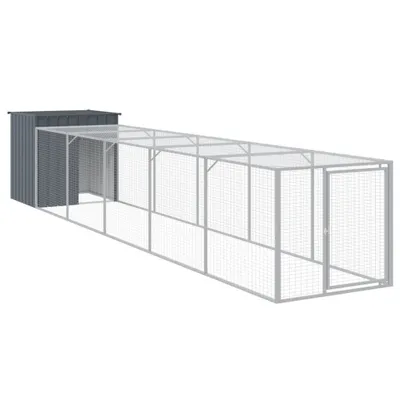 Zdjęcie produktu dla vidaXL Klatka dla kurczaków z wybiegiem antracyt 110x609x110 cm Stal ocynkowana