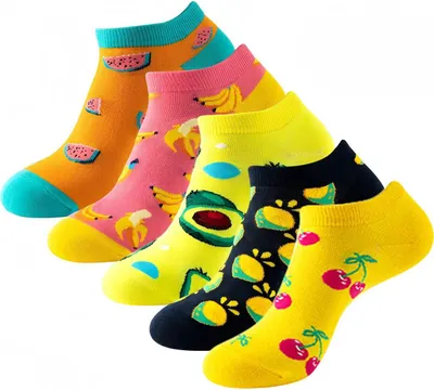 Image de ASKSA 5 paires Chaussettes de Baskets Amusantes Femmes Hommes 36-44 Coton Coloré Chaussettes Courtes Décontractées Drôles,Jaune