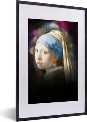 Produktbild von MuchoWow® MuchoWow® Gerahmtes Poster Mädchen mit Perlenohrring - Johannes Vermeer - Ölgemälde 40x60 cm - Poster mit zchwarzem Bilderrahmen - Poster in Rahmen