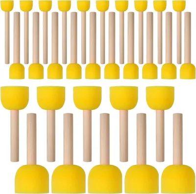 Produktbild von 25 Stück Schaumstoffpinsel Set, 5 Größen Schaumstoffbürsten mit Holzgriff zum Malen, Basteln, Keramik, DIY-Malwerkzeug-Set