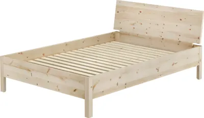Produktbild von Metallfreies Doppelbett Holzbett Zirbe massiv 140x200 mit wählbarem Zubehör V-60.95-14Rollrost inkl.