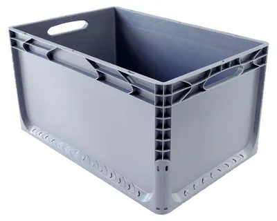 Produktbild von Geschlossene Eurobox aus Karton in Grau 60 x 40 x 32 cm, lebensmittelecht