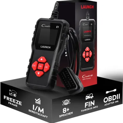 Image de LAUNCH Creader E1 Appareil de diagnostic OBD2 pour voiture, lecteur de codes d'erreur pour moteur et gaz d'échappement, lit et efface les codes d'erreur, affiche les données en temps réel et l'état de préparation I/M