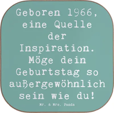 Produktbild von Mr. & Mrs. Panda Tischuntersetzer Spruch 1966 Geburtstag - Meeresbrise - Geschenk, Erinnerungen, Holzuntersetzer, Alter, Erfahrungen, Geburtstagsgeschenk, Happy Birthday