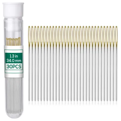 Zdjęcie produktu dla Igły do szycia z dużym uchem, 30 sztuk, stal nierdzewna, 3,4 cm - 4 cm