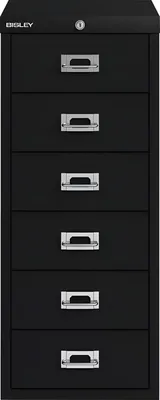 Produktbild von Schubladenschrank 6 Schübe mit Schloss schwarz H 670 x B 279 x T 408